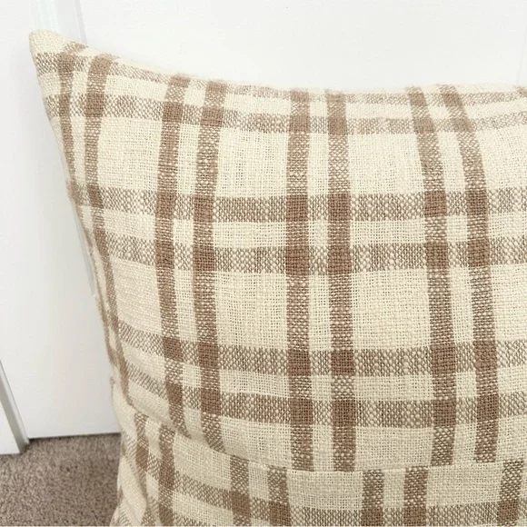 Studio McGee Threshold Cream & Tan Plaid Oversized Throw Pillow - Picture 3 of 16